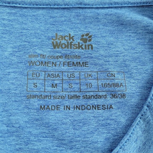 Jack Wolfskin Shirt Womens S Crosstrail T-shirt V-neck Short‎ Sleeve Blue - Picture 5 of 13